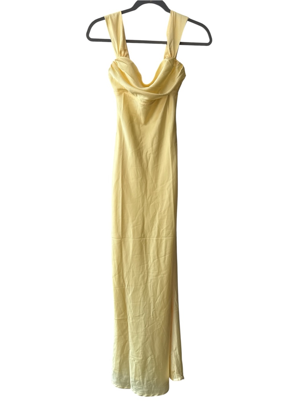 NWT 💛 Beginning Boutique Butter Yellow Satin Maxi Dress US 2 - Kate Hudson Inspo